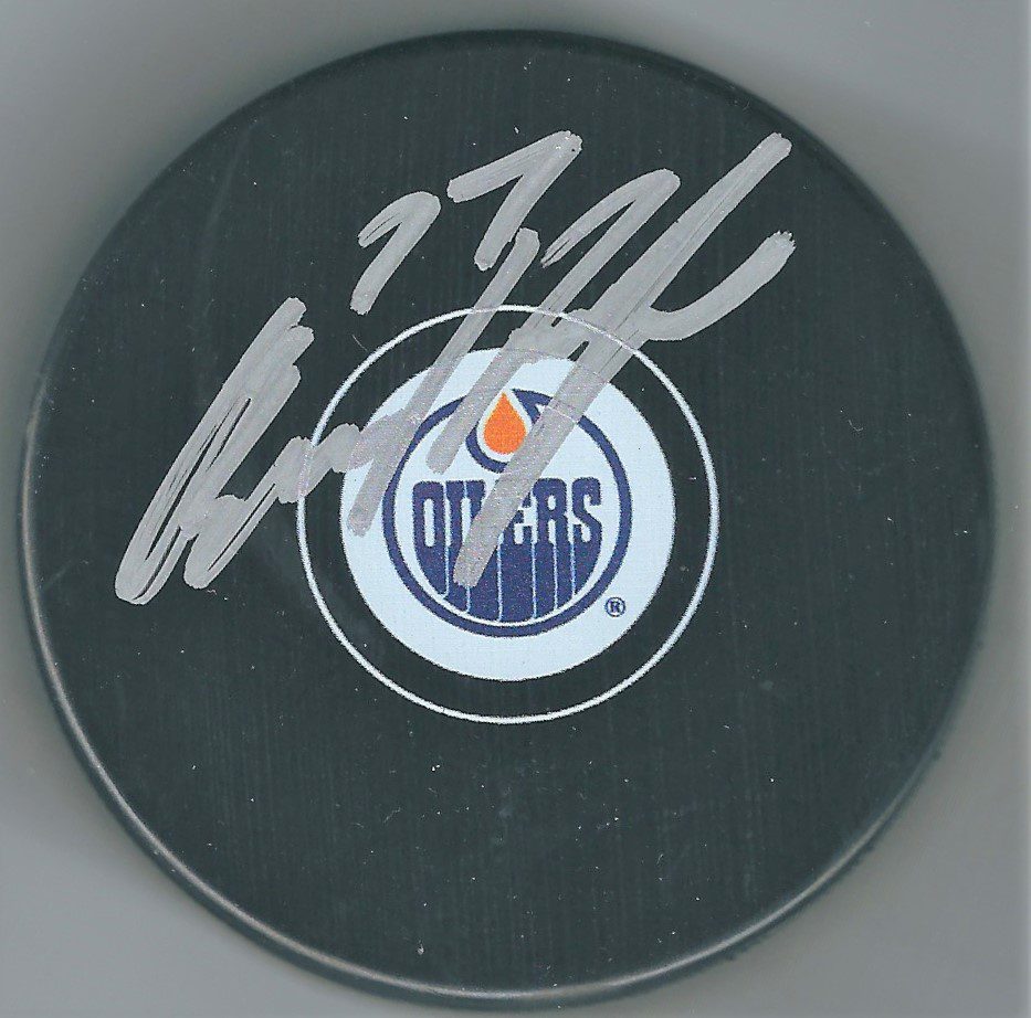 Autographed OSCAR KLEFBOM Edmonton Oilers Hockey Puck