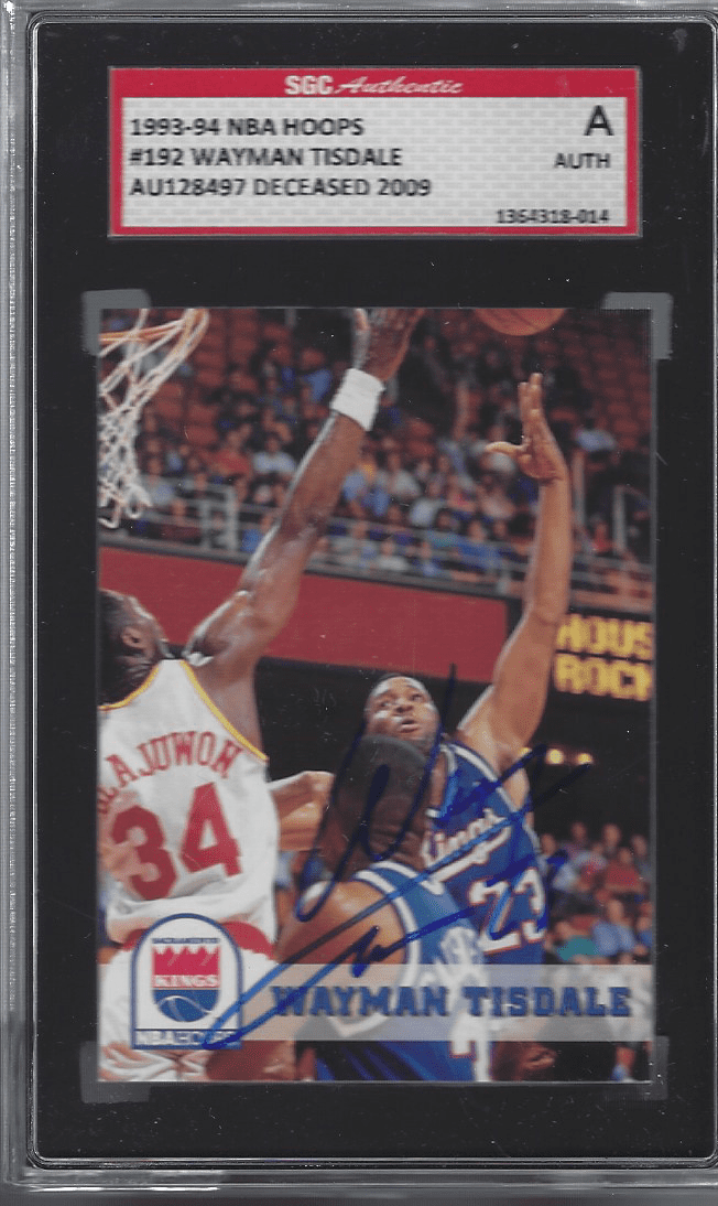 Autographed 1993-94 NBA Hoops Wayman Tisdale Sacramento Kings #192 SGC Slabbed