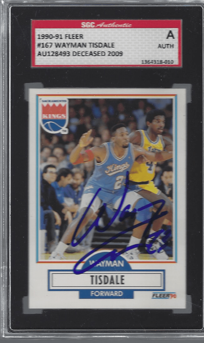 Autographed 1990-91 Fleer Wayman Tisdale Sacramento Kings #167 SGC Slabbed