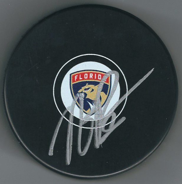 Autographed NICK BJUGSTAD Florida Panthers Hockey Puck