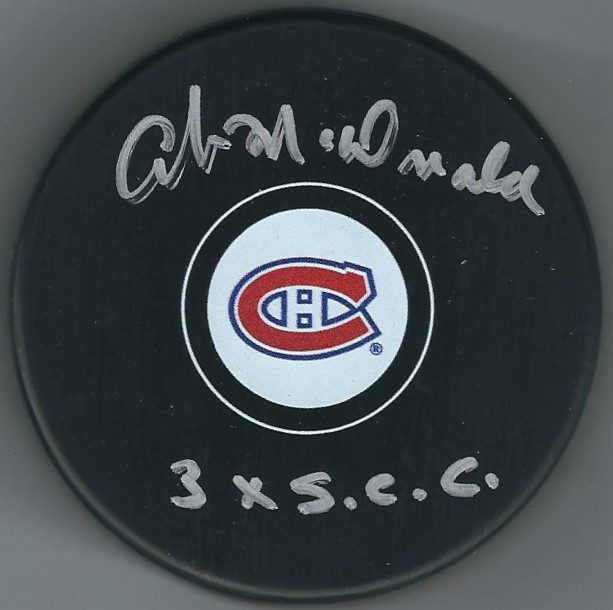 Autographed AB MCDONALD Montreal Canadiens Hockey Puck