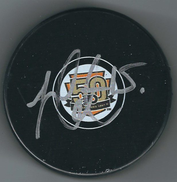 Autographed JORI LEHTERA Philadelphia Flyers 50th Anniversary Hockey Puck