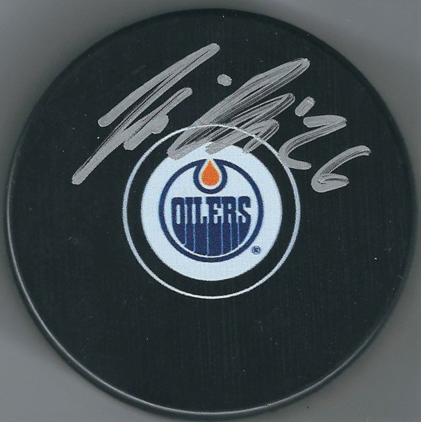 Autographed Iiro Pakarinen Edmonton Oilers Hockey Puck