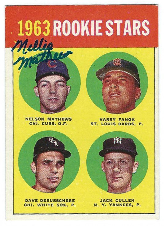 Autographed Nelson Mathews 1963 Topps Card