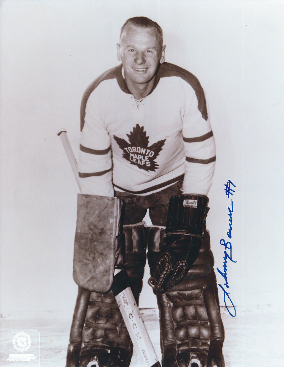 Autographed JOHNNY BOWER 8x10 Toronto Maple Leafs  photo