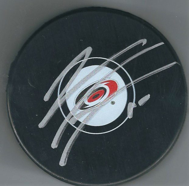 Autographed NOAH HANIFIN Carolina Hurricanes Hockey Puck
