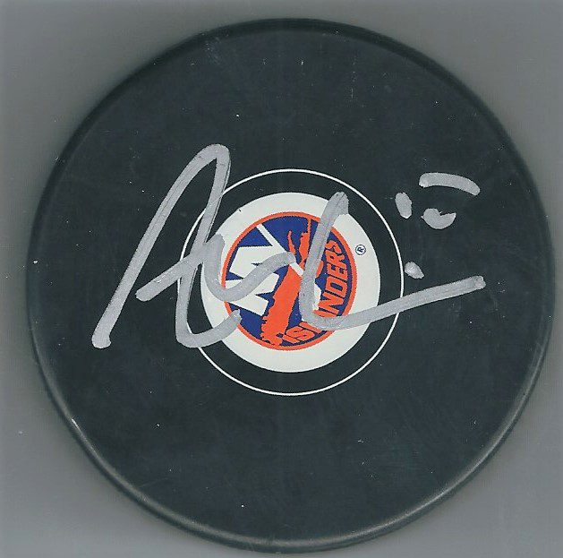 Autographed ALAN QUINE New York Islanders Hockey Puck