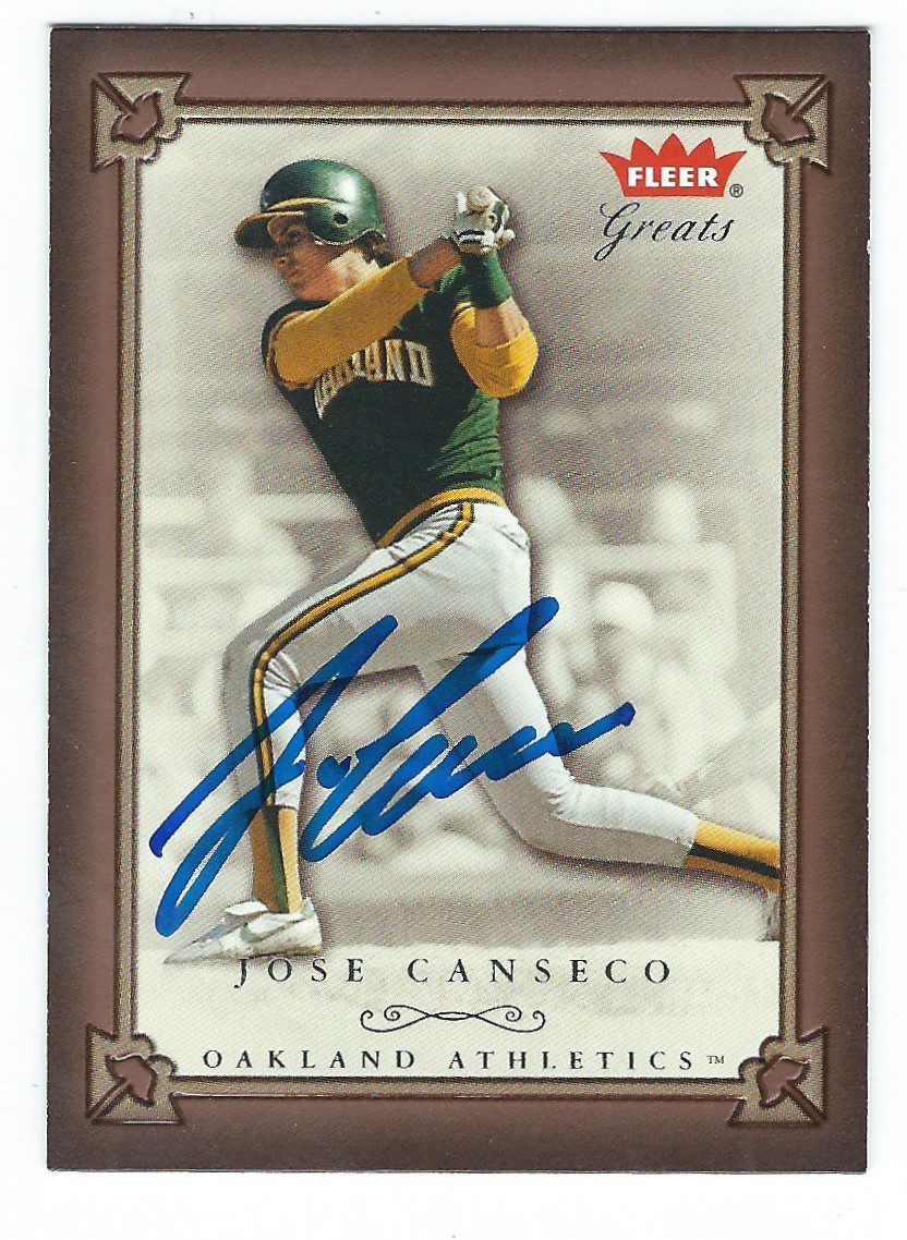 Autographed JOSE CANSECO 2004 Fleer Greats of the Game Card