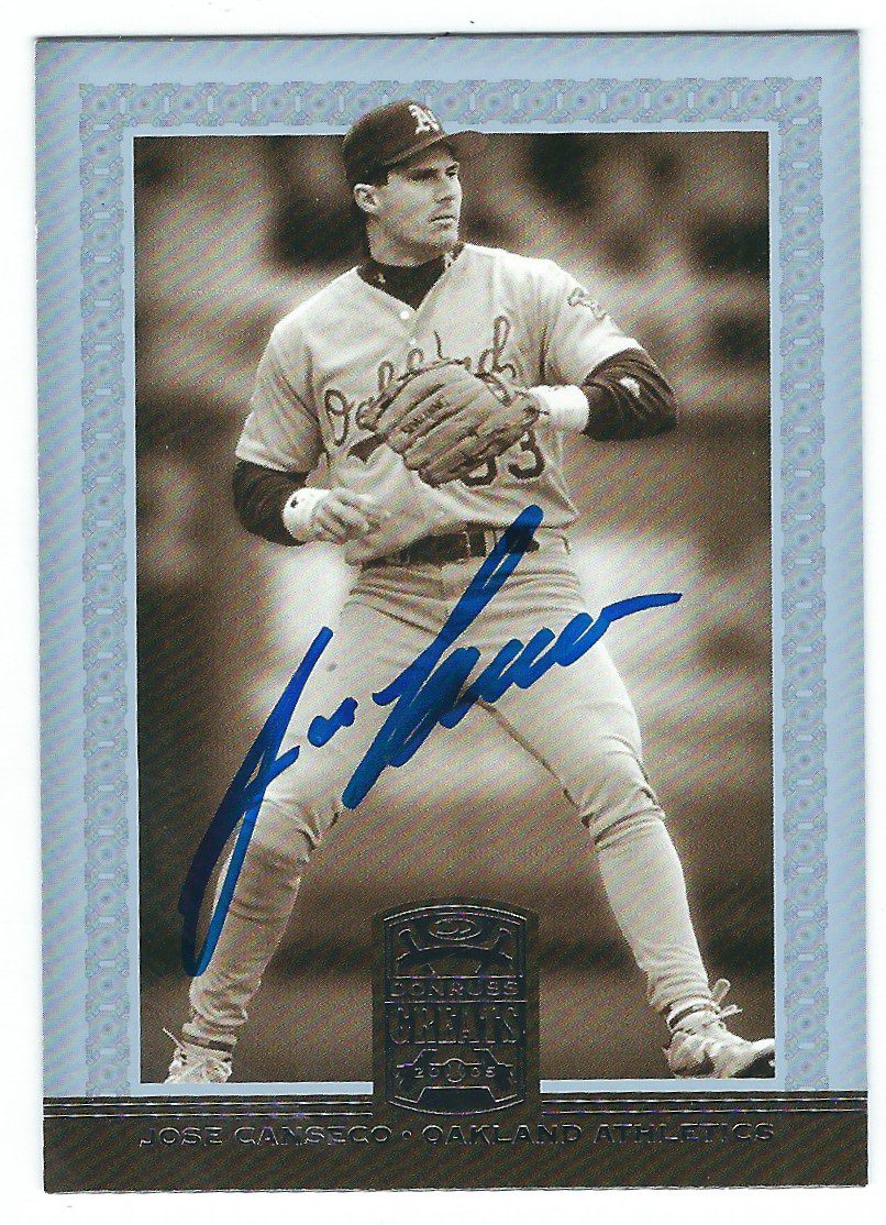 Autographed JOSE CANSECO 2005 DONRUSS GREATS CARD