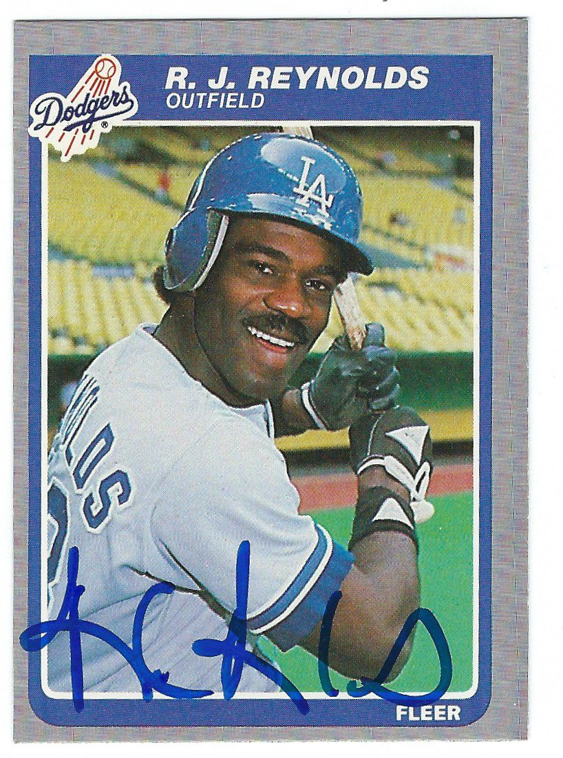 Autographed R.J. REYNOLDS Los Angeles Dodgers 1985 Fleer Card