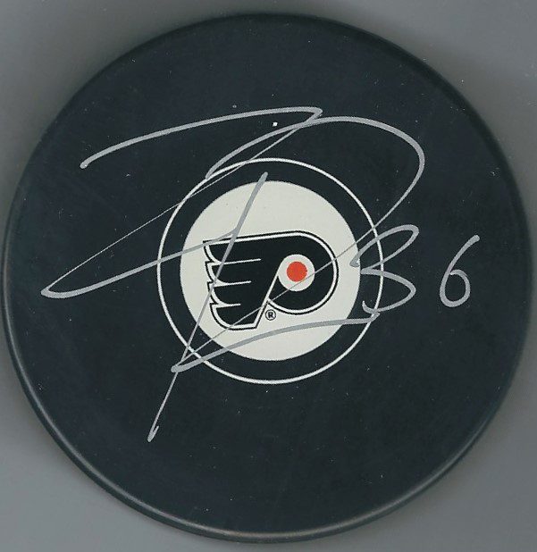 Autographed ZAC RINALDO Philadelphia Flyers Hockey Puck