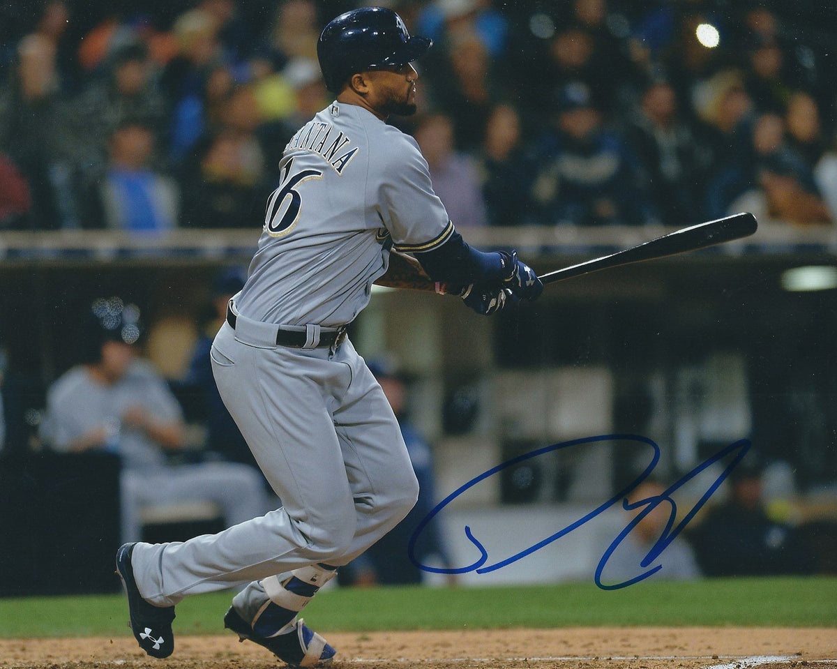AUTOGRAPHED  DOMINGO SANTANA 8X10 Milwaukee Brewers Photo