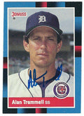 Autographed ALAN TRAMMELL Detroit Tigers 1988 Donruss Card