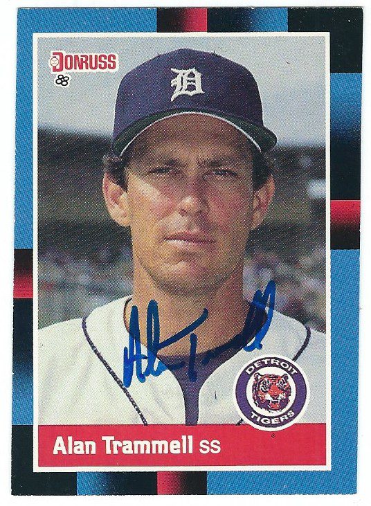Autographed ALAN TRAMMELL Detroit Tigers 1988 Donruss Card