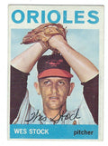 Autographed WES STOCK Baltimore Orioles 1964 Topps Card