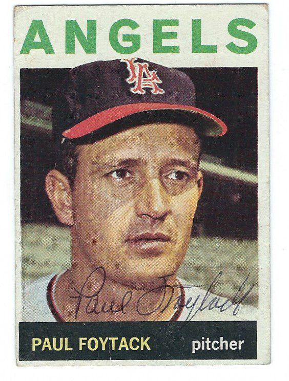 Autographed PAUL FOYTACK Los Angeles Angels 1964 Topps Card