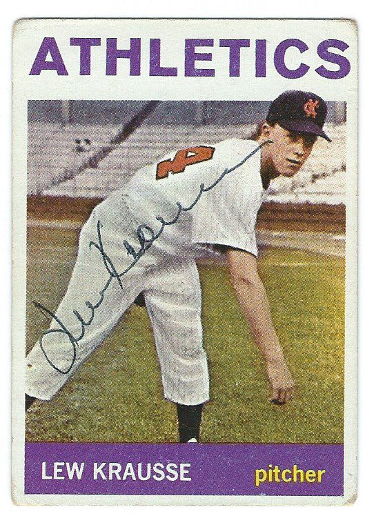 Autographed LEW KRAUSSE Kansas City A's 1964 Topps Card