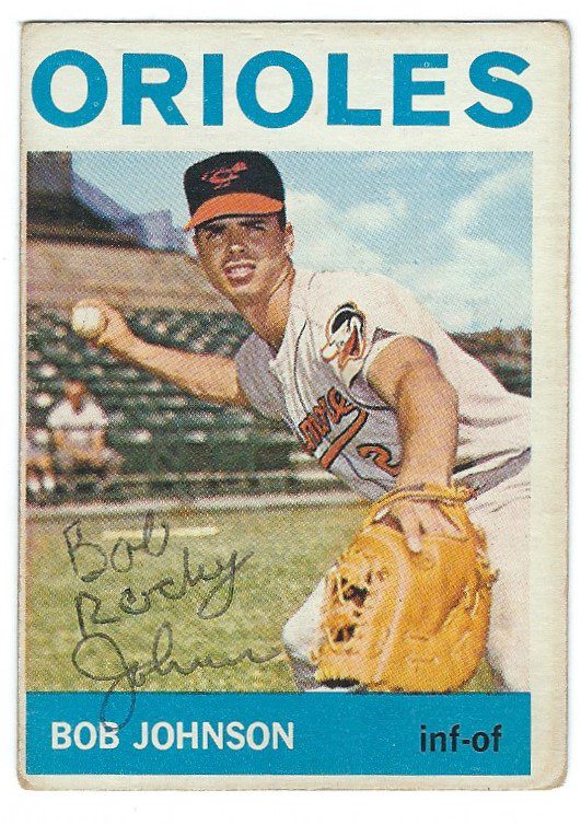 Autographed BOB JOHNSON 1964 Topps Card