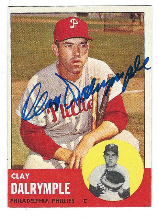 Autographed CLAY DALRYMPLE 1963 Topps Card