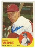 Autographed BOBBY WINE Philadelphia Phillies 1963 Topps Card