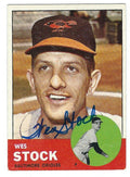 Autographed WES STOCK  Baltimore Orioles 1963 Topps Card