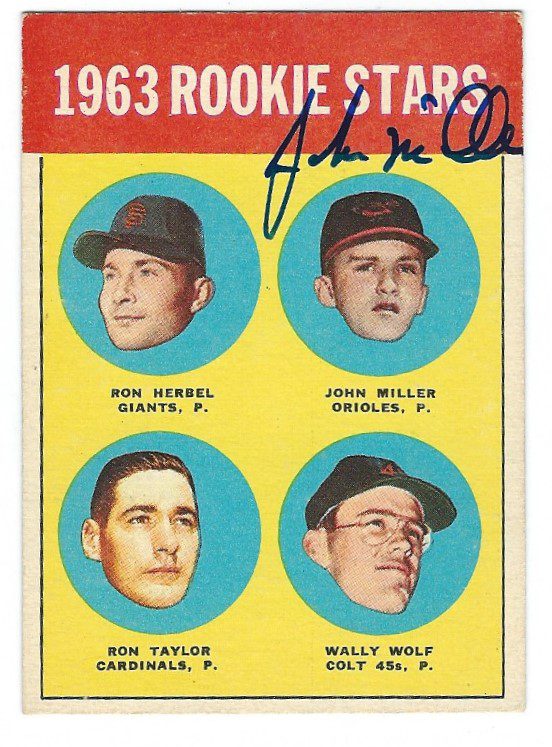 Autographed JOHN MILLER 1963 Topps Card