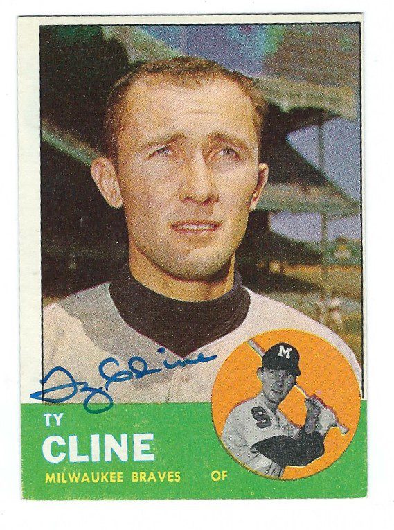 Autographed TY CLINE 1963 Topps Card