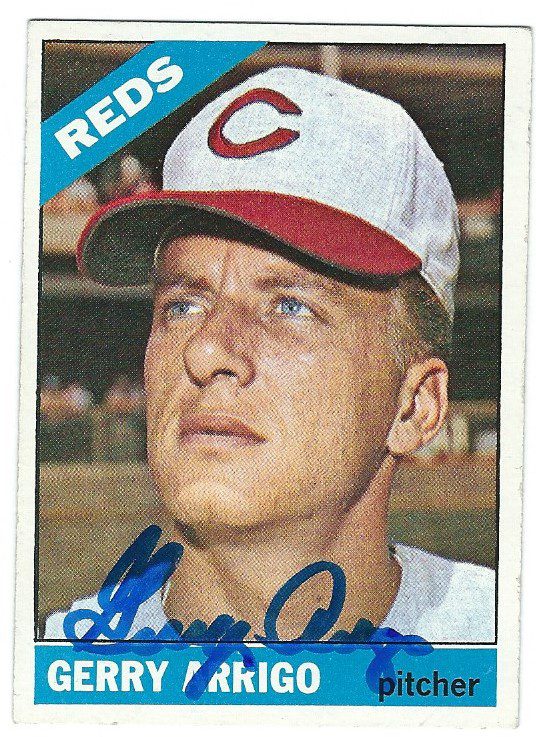 Autographed GERRY ARRIGO Cincinnati Reds 1966 Topps Card