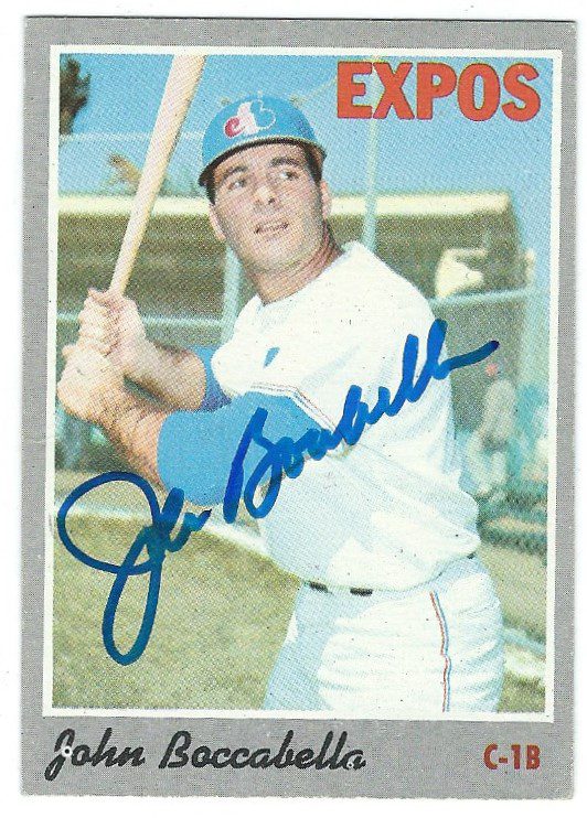 Autographed JOHN BOCCABELLA Montreal Expos 1970 Topps  Card