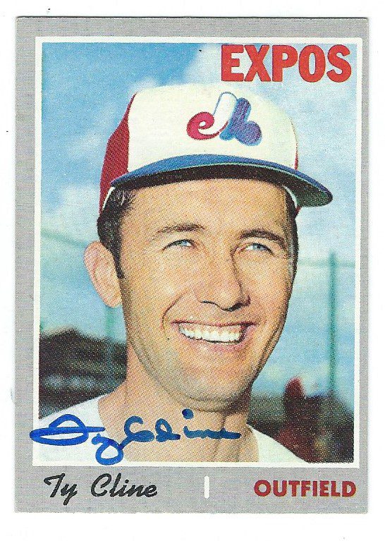 Autographed TY CLINE Montreal Expos 1970 Topps  Card