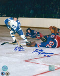 Autographed Errol Thompson Maple Leafs & Gilles Villemure New York Rangers 8x10 Photo