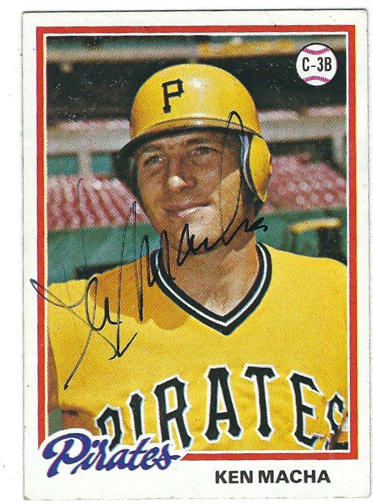 Autographed KEN MACHA 1978 Topps card