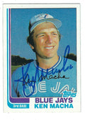 Autographed KEN MACHA 1982 Topps Card