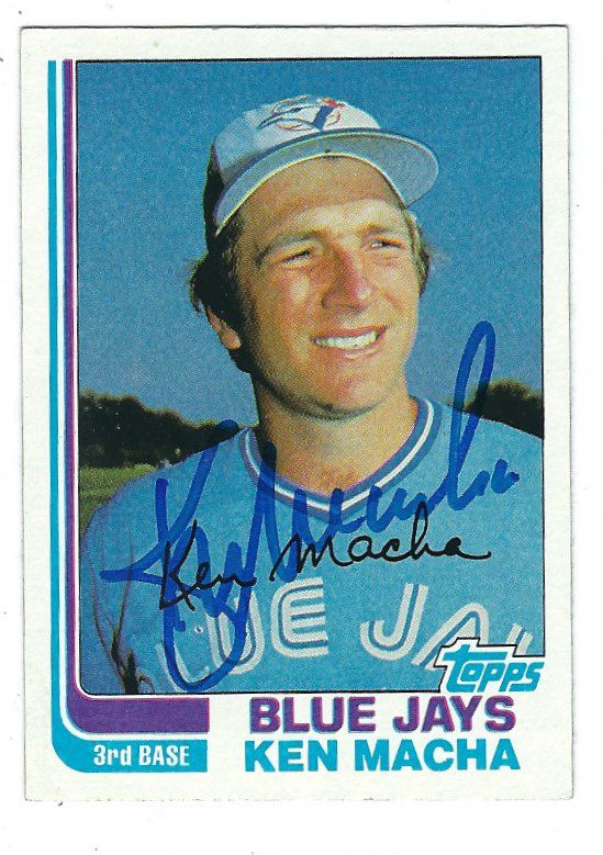 Autographed KEN MACHA 1982 Topps Card