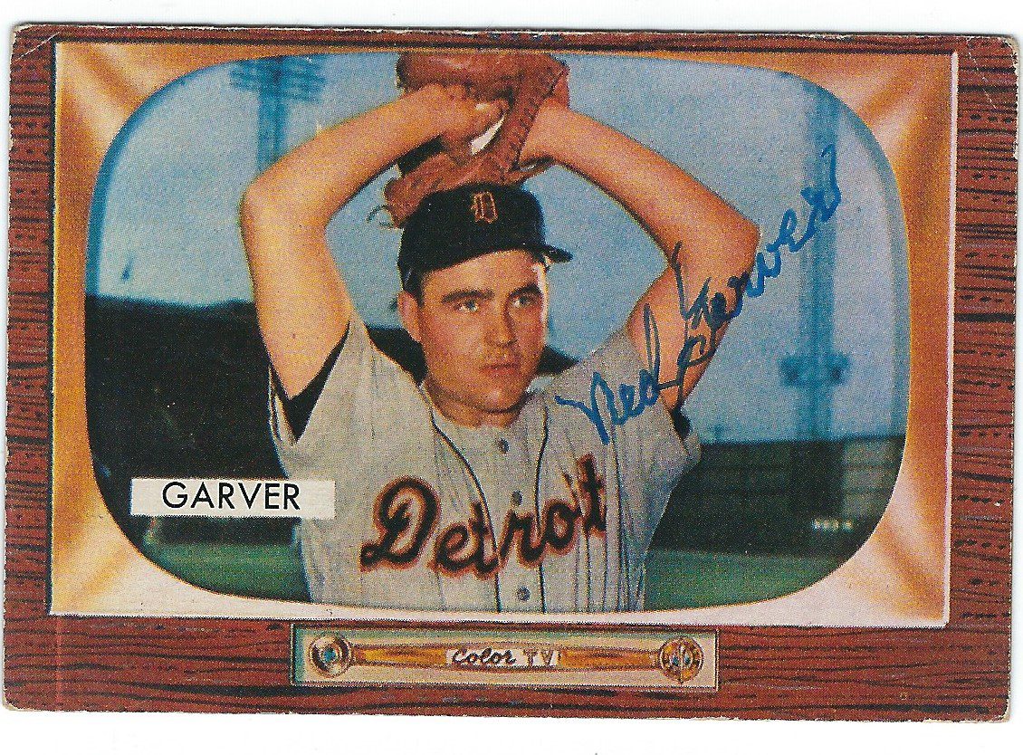 Autographed NED GARVER 1955 Bowman card