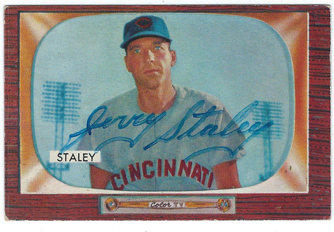 Autographed JERRY STALEY 1955 Bowman card