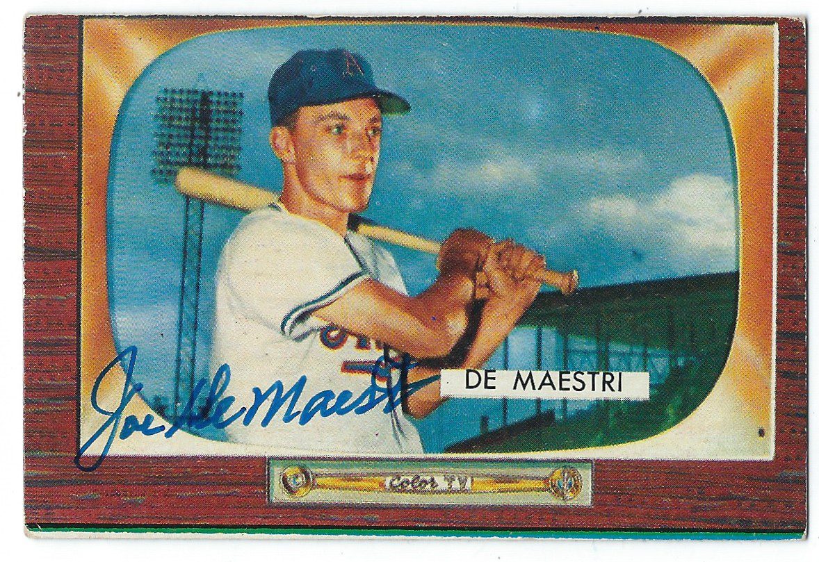 Autographed JOE DE MAESTRI 1955 Bowman card