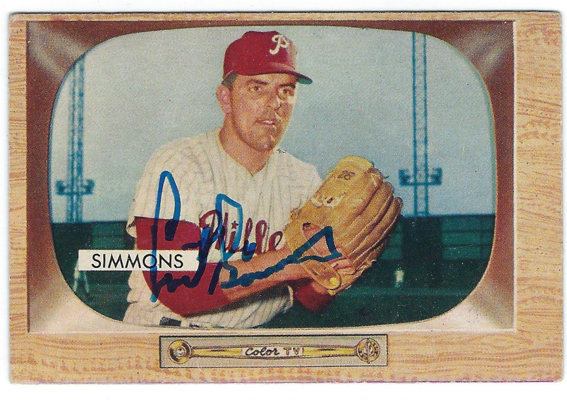 Autographed CURT SIMMONS 1955 Bowman card