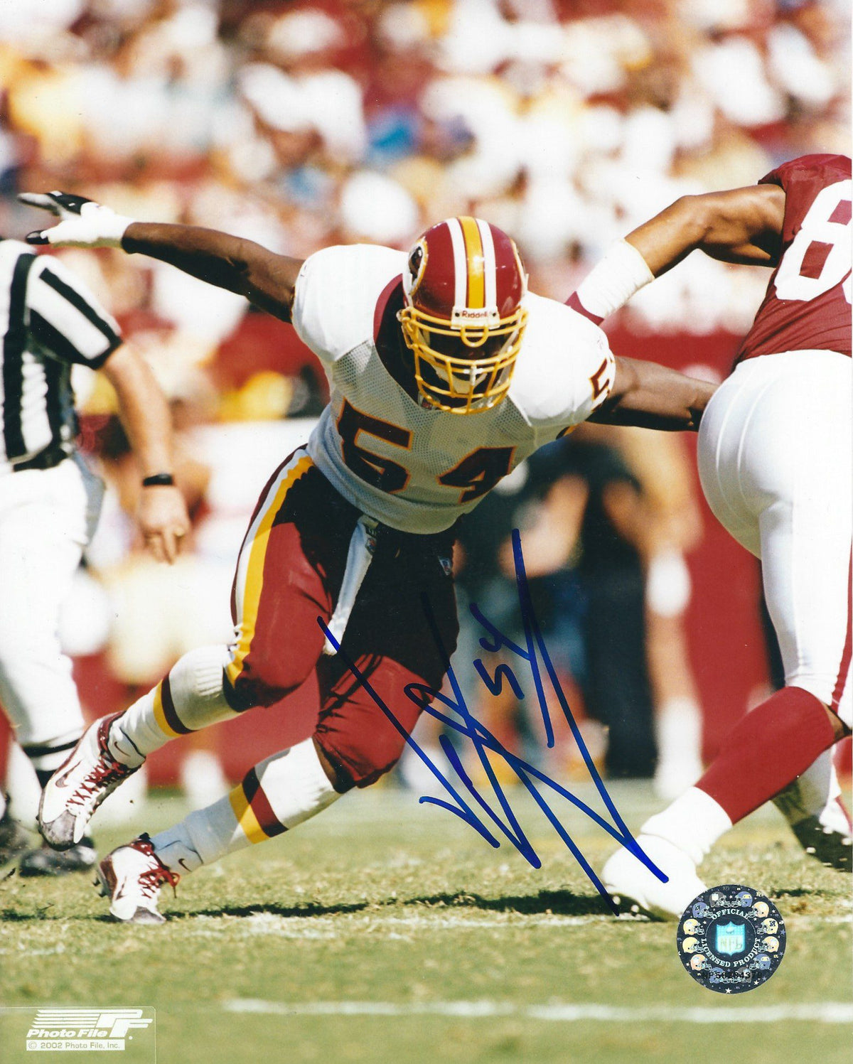 Autographed JEREMIAH TROTTER 8x10 Washington Redskins Photo