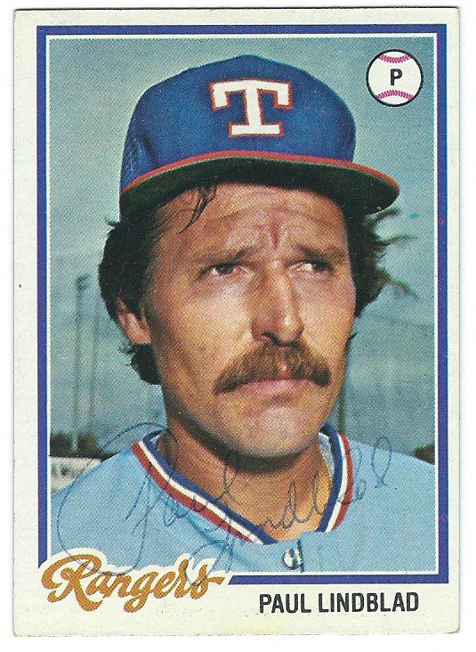 Autographed PAUL LINDBLAD 1978 Topps card