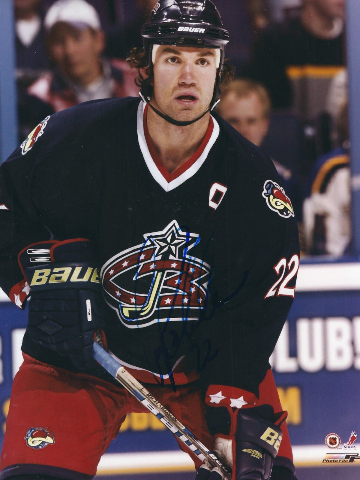Autographed LUKE RICHARDSON  Blue Jackets Photo