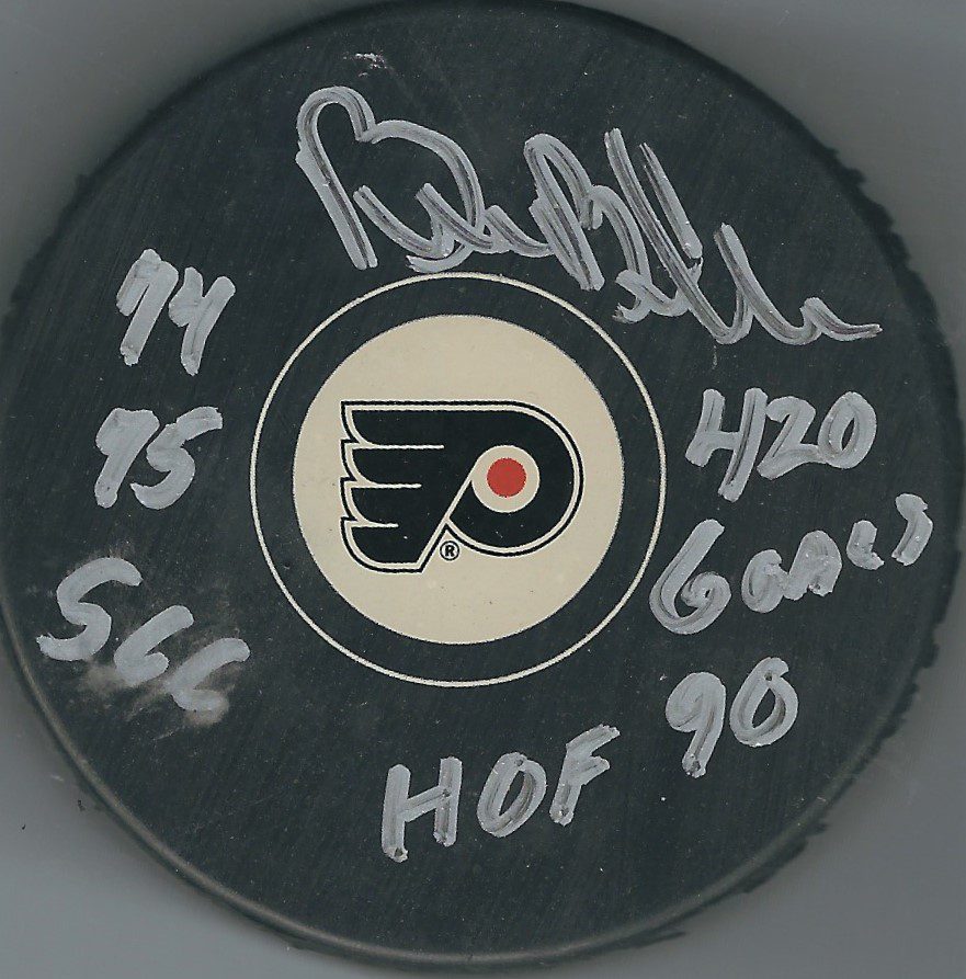 AUTOGRAPHED BILL BARBER Philadelphia Flyers Puck