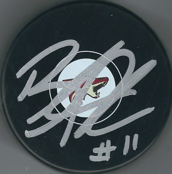 Autographed BRENDAN PERLINI Arizona Coyotes Hockey Puck