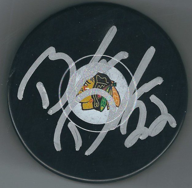 Autographed BRANDON DAVIDSON Chicago Blackhawks Hockey Puck