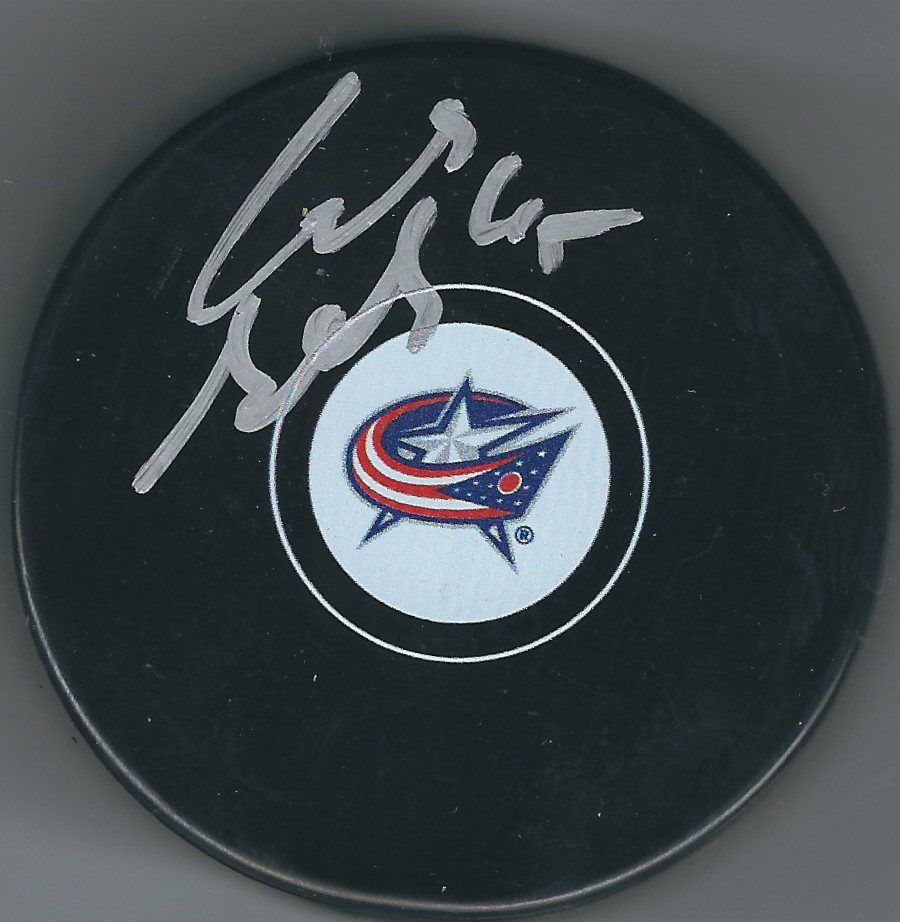 Autographed LUKAS SEDLAK Columbus Blue Jackets Hockey Puck