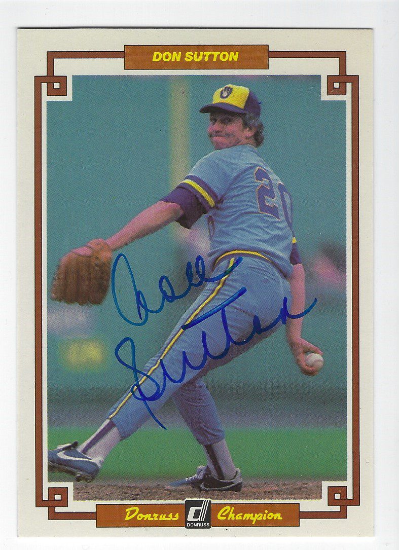 Autographed Don Sutton Milwaukee Brewers 1984 TW DONRUSS Champion Card #41