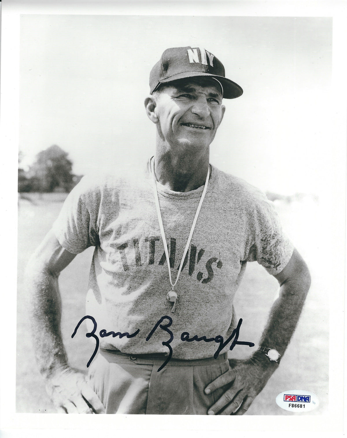 Autographed SAMMY BAUGH 8X10 New York Titans Photo PSA/DNA