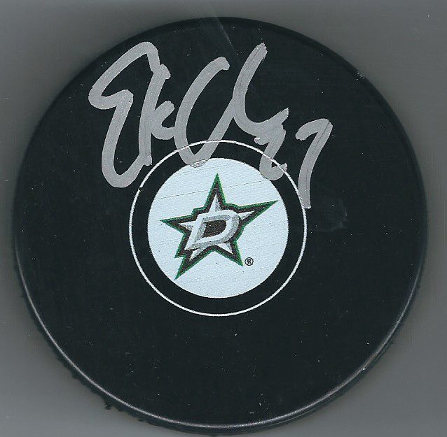 Autographed ERIK CONDRA Dallas Stars Hockey Puck