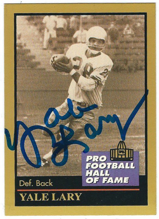 Autographed YALE LARY 1991 Enor Football card