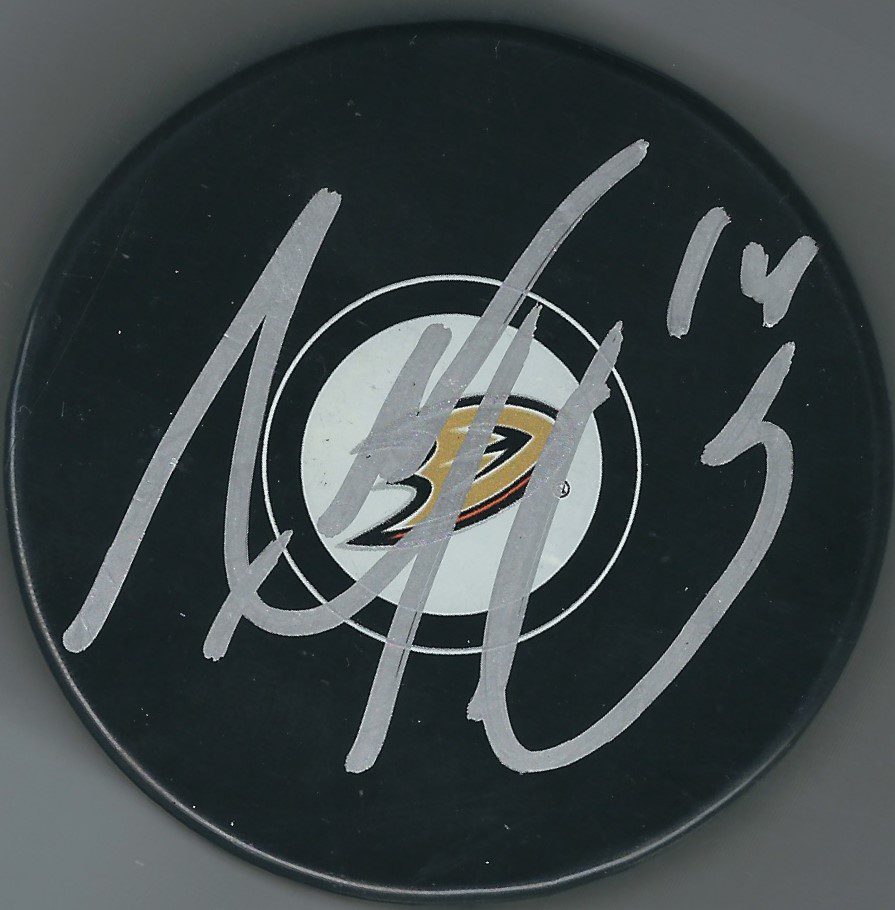 Autographed ADAM HENRIQUE Anaheim Ducks Hockey Puck